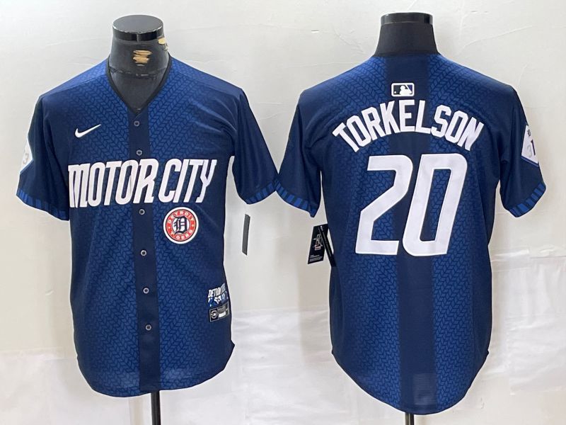 Men Detroit Tigers 20 Torkelson Blue City Edition Nike 2024 MLB Jersey style 4